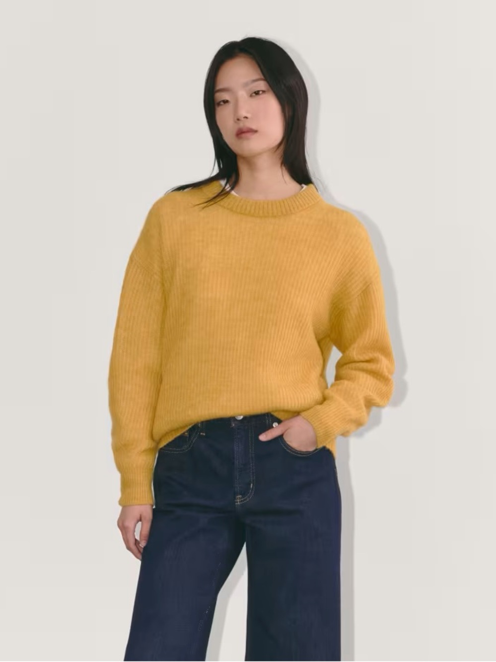 Everlane Ribbed Crewneck Sweater in Mustard